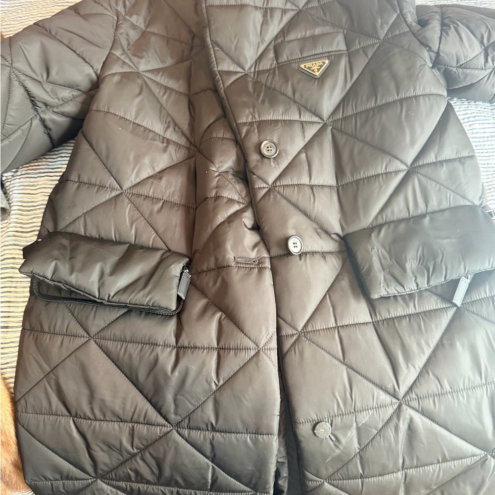 Prada Black Quilted Jacket with Button Detail